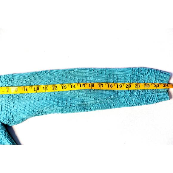 Croft Barrow Sweater Jacket M Teal Sherpa Collar Textured Granny Cottagecore Y2K - Picture 11 of 12